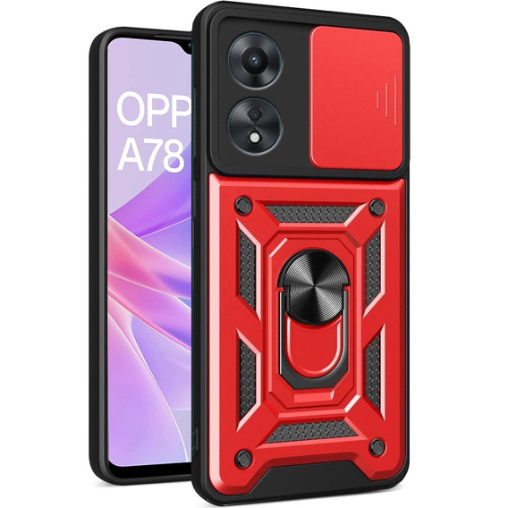 Etui pancerne do Oppo A78 5G, CamShield Slide, czerwone