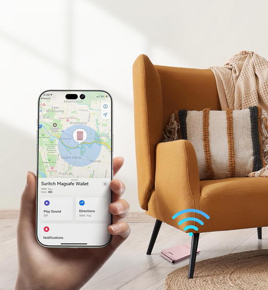 Magnetyczny portfel z funkcją lokalizacji, NFC i podstawką do iPhone 16 Pro