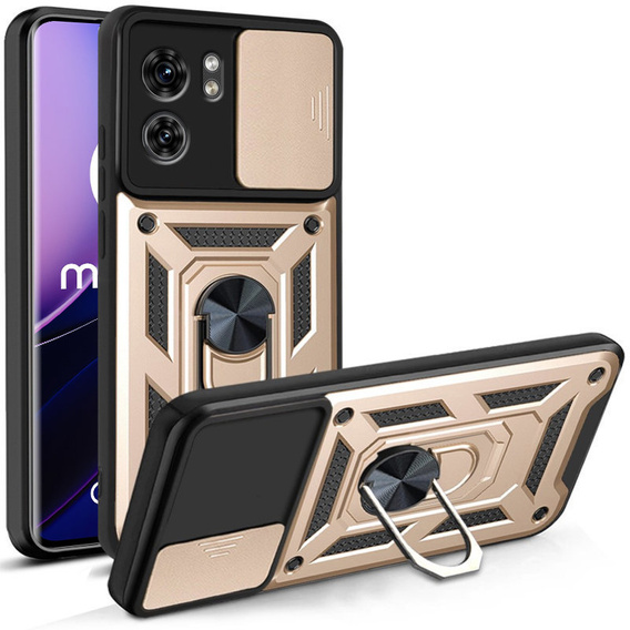Etui pancerne do Motorola Edge 40, CamShield Slide, złote