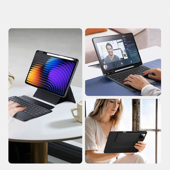 Etui z podświetlaną klawiaturą do Xiaomi Pad 7 / 7 Pro, Dux Ducis DK Series, czarne