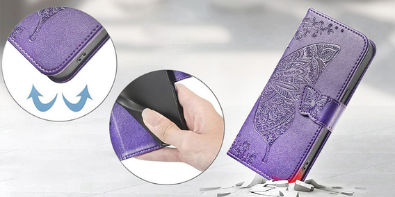 Etui z klapką do Xiaomi Redmi 15C 4G/LTE, Butterfly, fioletowe