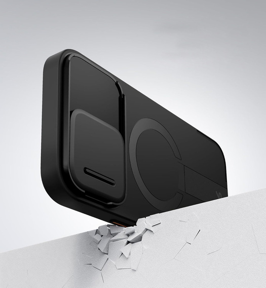 SURITCH Magnetyczne etui ochronne z podstawką i osłoną aparatu – do iPhone 16 Pro Max – czarne