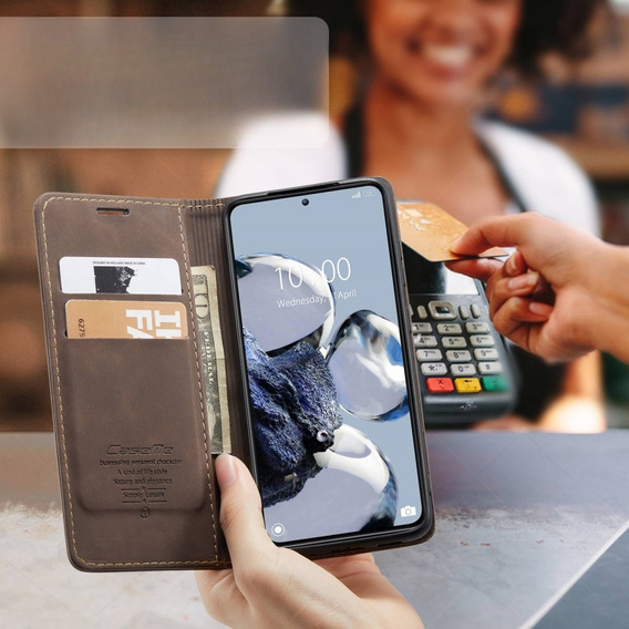 Etui CASEME do Xiaomi 12T / 12T Pro, Leather Wallet Case, brązowe