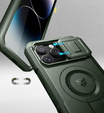 Etui pancerne do iPhone 14 Pro Max, Dexnor CamProtect MagSafe, zielone (Dwie ramki)