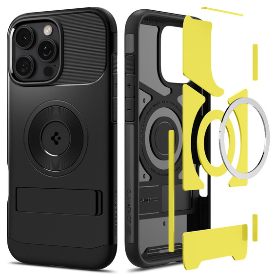 Etui Spigen do iPhone 16 Pro Slim Armor MagSafe, Czarne + Szkło Hartowane 9H