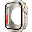 2w1 Pełne Etui + Szkło Hartowane do Apple Watch 7/8/9 41MM, Beżowe/Pomarańczowe