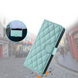 Etui z klapką do iPhone 16 Pro Max, Rhombus Crossbody Leather, zielone