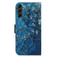 Etui z klapką do Samsung Galaxy A14 4G/5G, Wallet, Sakura niebieskie