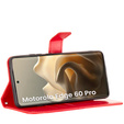 Etui z klapką Crazy Horse Wallet do Motorola Edge 60 Pro – eleganckie i ochronne, czerwone