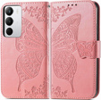Etui z klapką Butterfly do Realme C71 – eleganckie i funkcjonalne, różowe