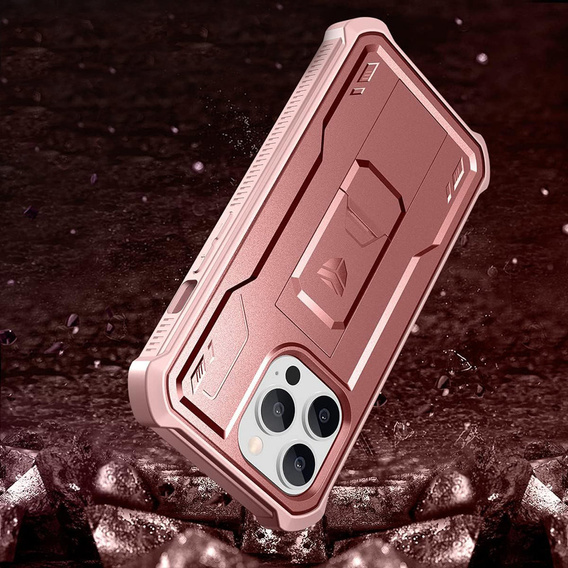 Etui pancerne do iPhone 13 Pro, Dexnor Full Body, różowe rose gold