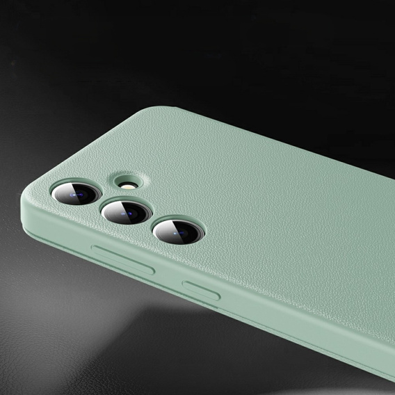 Etui do Samsung Galaxy A56 5G – skórzane z okienkiem Smart View i kieszenią na kartę, zielone