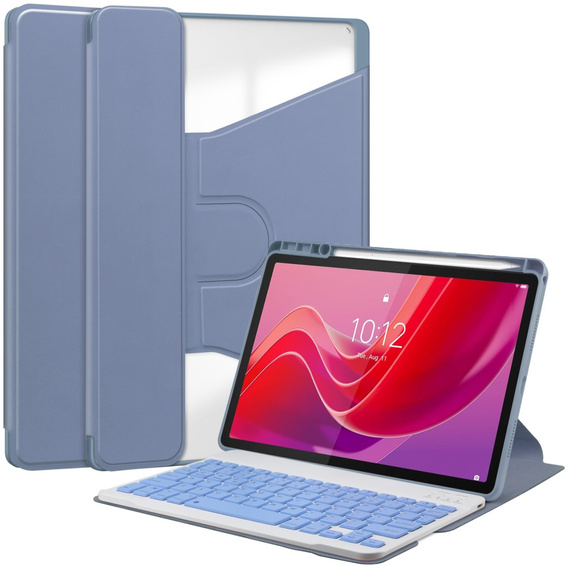 Etui z klawiaturą do Lenovo Tab M11, Rotary 360° Leather, fioletowe