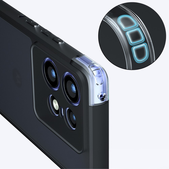 Etui do Motorola Edge 50 Pro, Fusion Hybrid, z ochroną aparatu, przezroczyste / czarne