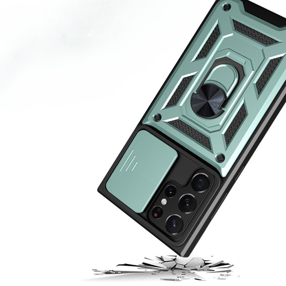 Etui pancerne do Samsung Galaxy S23 Ultra, CamShield Slide, zielone