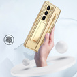 Etui do Samsung Galaxy Z Fold 5 5G, z wbudowaną szybką i podstawką, złote