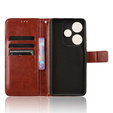 Etui z klapką do Xiaomi Poco F6, Crazy Horse Wallet, brązowe