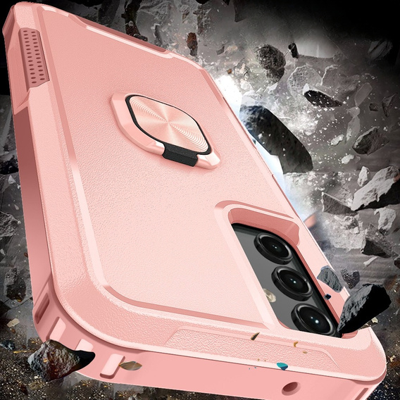 Etui do Samsung Galaxy A14 4G/5G, pancerne z ringiem, różowe rose gold