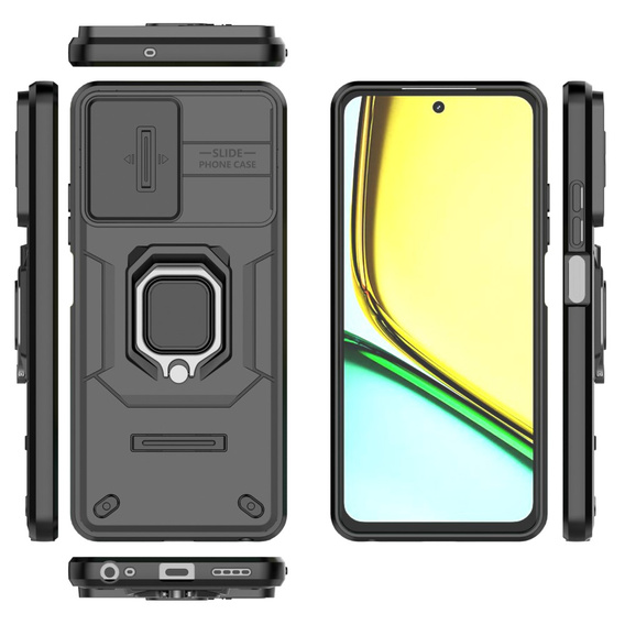 Etui do Realme C67 4G, KickStand Camera Lens, czarne