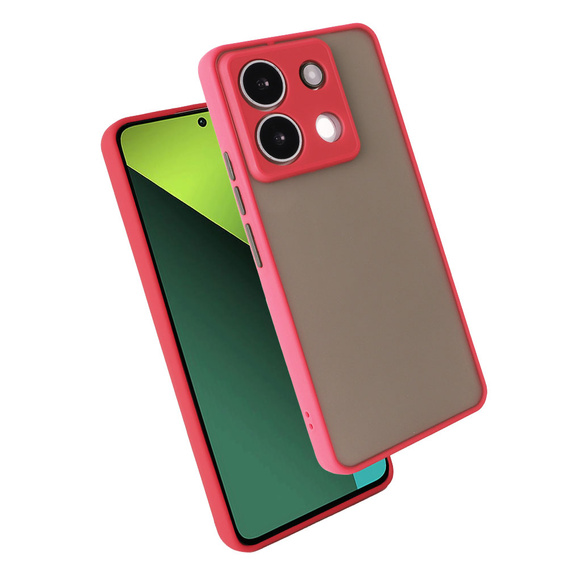 Etui silikonowe do Xiaomi Redmi Note 13 Pro 5G, z ochroną aparatu, przezroczyste / czerwone + Szkło hartowane 9H