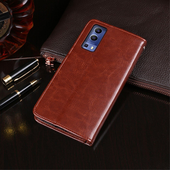 Etui IDEWEI Wallet do Vivo Y52 5G / Y72 5G, Brown