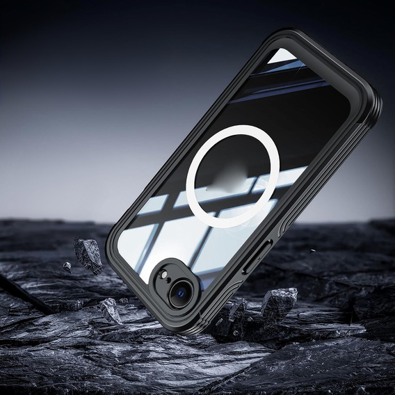 Etui do iPhone 16E, Shockproof, ze szkłem, do MagSafe, czarne