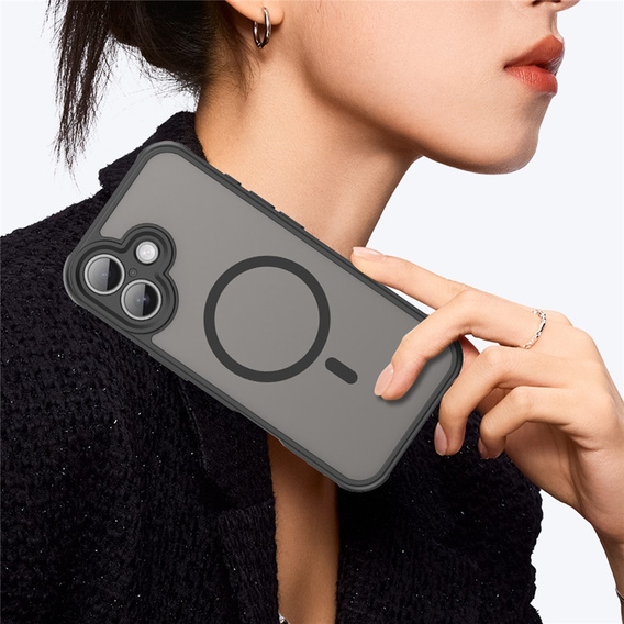 Etui do iPhone 17, do MagSafe, z ochroną aparatu, przydymione z czarną ramką