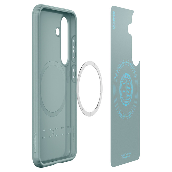 Etui Spigen do Samsung Galaxy S25+ Plus, Parallax Mag, do MagSafe, zielone + Szkło Hartowane 9H