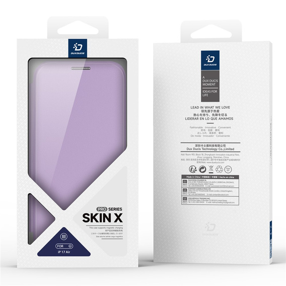 Etui Dux Ducis do iPhone 17 Air, Skin X Pro,  z klapką, do MagSafe, fioletowe