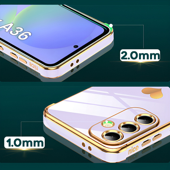 Etui do Samsung Galaxy A36 5G, Electro heart, fioletowe + Szkło 9H