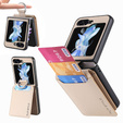 Etui do Samsung Galaxy Z Flip7 FE / Z Flip6, Card Slot Ring Case, beżowe