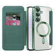 Etui z klapką do Samsung Galaxy A36 5G, RFID Wallet MagSafe z ochroną aparatu, zielone