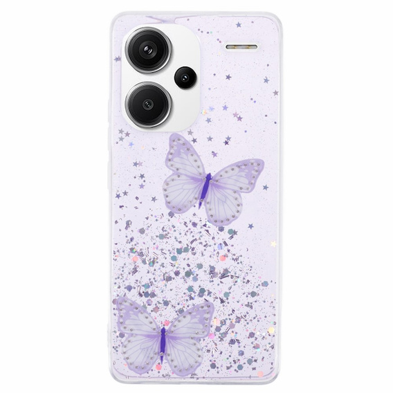 Etui do Xiaomi Redmi Note 13 Pro+, Glitter Butterfly, fioletowe