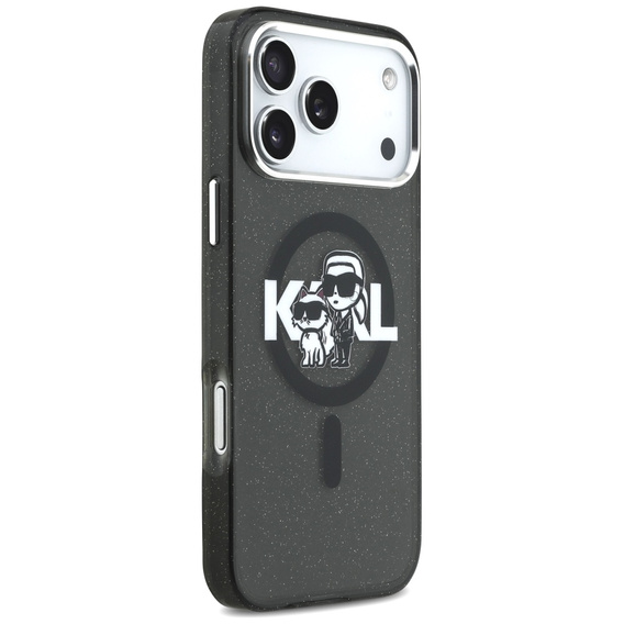 Etui Karl Lagerfeld IML Glitter Karl & Choupette Sketch Logo MagSafe do iPhone 17 Pro Max