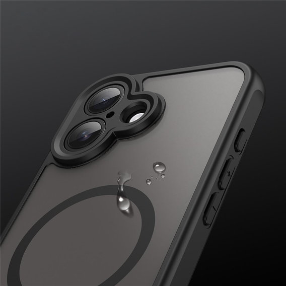Etui do iPhone 17, do MagSafe, z ochroną aparatu, przydymione z czarną ramką