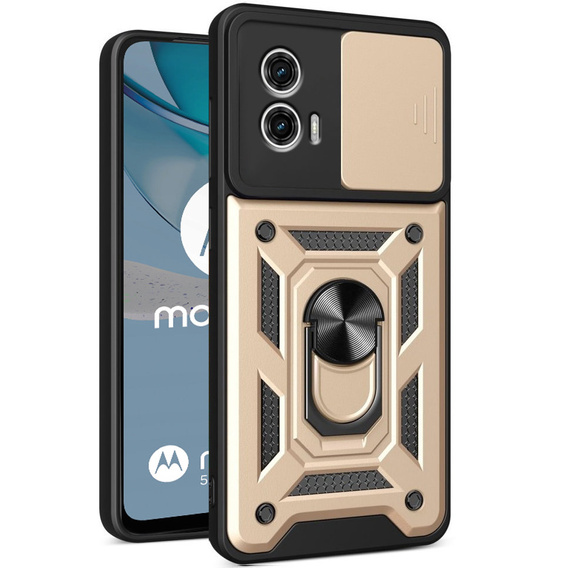 Etui pancerne do Motorola Moto G53 5G, CamShield Slide, złote