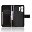 Etui z klapką do Oppo Reno 14, z fakturą Crazy Horse, czarne