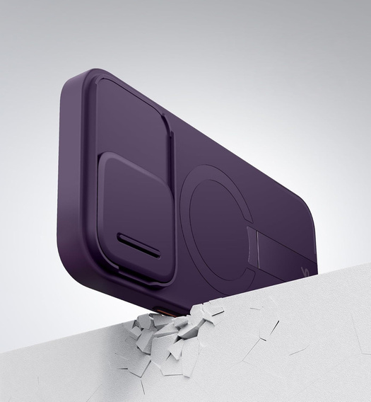 Magnetyczne etui ochronne SURITCH z osłoną aparatu i podstawką – do iPhone 16 Pro Max - fioletowe