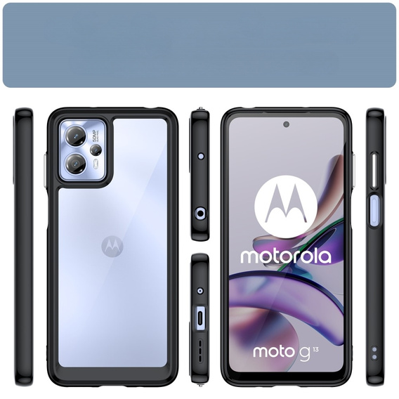 Etui do Motorola Moto G13 / G23, Fusion Hybrid, przezroczyste / czarne