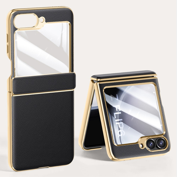 Etui Litchi Leather do Samsung Galaxy Z Flip7 FE / Z Flip6, czarne