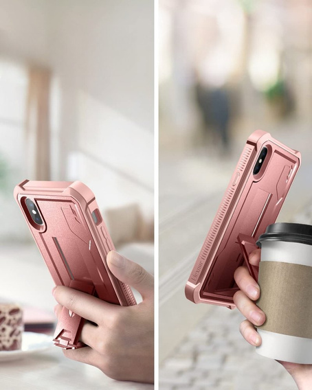Etui pancerne do iPhone XS Max, Dexnor Full Body, różowe