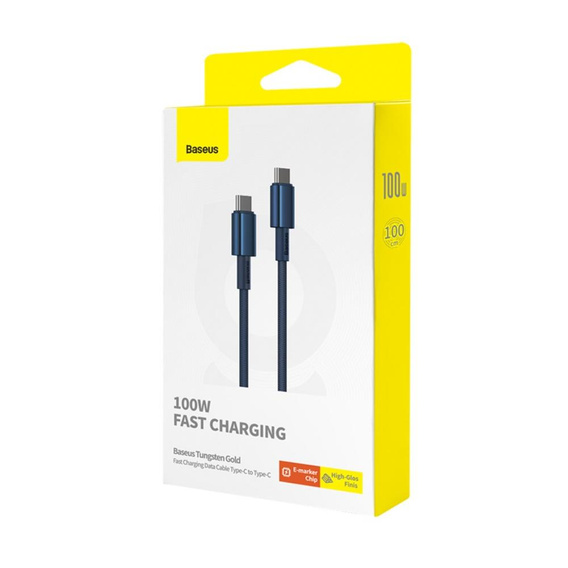 Baseus Tungsten Gold – kabel USB-C do USB-C 100W 1 m, niebieski