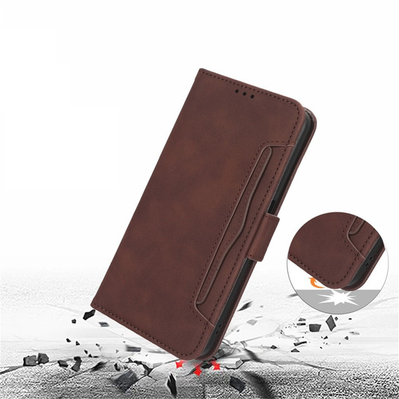 Etui z klapką do Honor Magic 5 Pro 5G, Card Slot, brązowe
