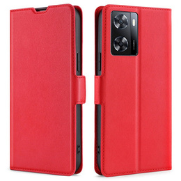 Etui z klapką do Oppo A57s, Wallet Thin Magnet, czerwone