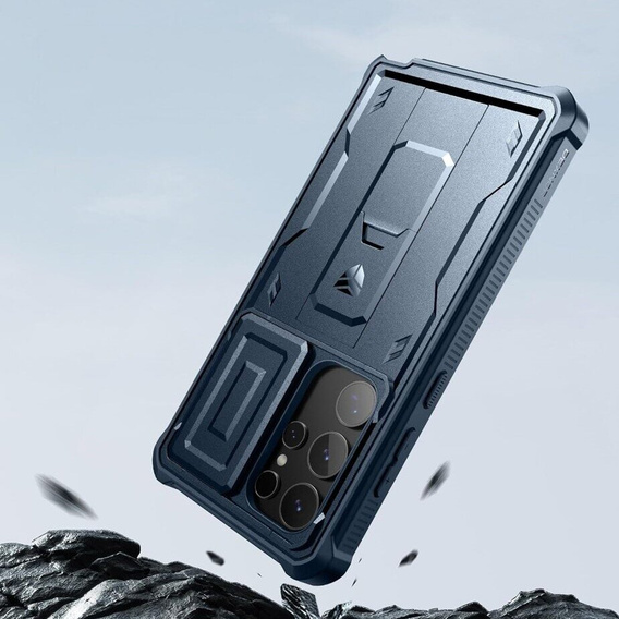 Etui pancerne do Samsung Galaxy S24 Ultra, Dexnor Full Body (Two Frames), granatowe