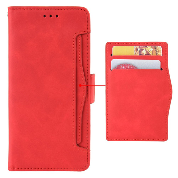Etui z klapką do Xiaomi Redmi Note 13 5G, Card Slot, czerwone