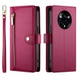 Etui z klapką do Realme 14 Pro 5G, Wallet Zipper Pocket, czerwone