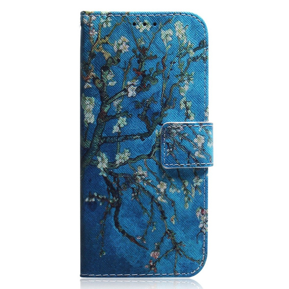 Etui z klapką do Samsung Galaxy A14 4G/5G, Wallet, Sakura niebieskie