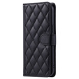 Etui z klapką do iPhone 16, Rhombus Crossbody Leather, czarne