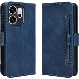 Etui z klapką do Oppo Reno 14F, Card Slot, portfelowe, granatowe
